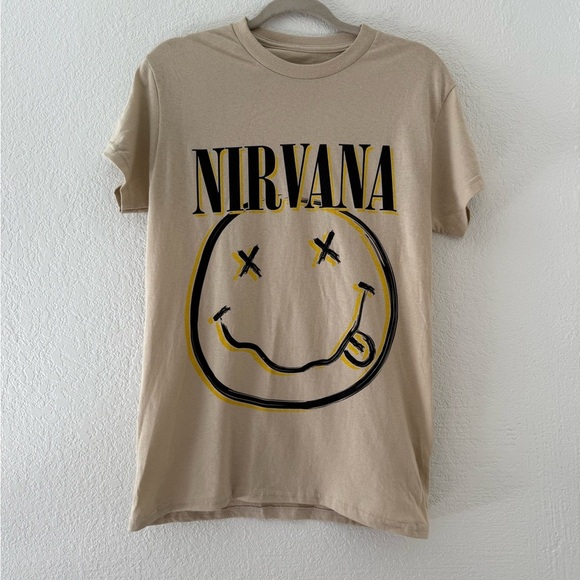 Nirvana Graphic Tee in Tan Size Small 100% cotton - Picture 1 of 5